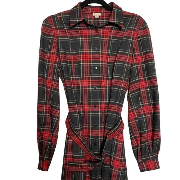 Cremieux Plaid Pleated Shirt Dress w/ Matching Belt Sz. 4 - Picture 4 of 16